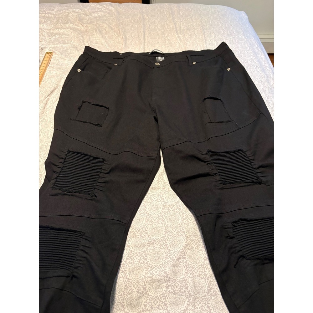 Denim & Rivets Mens Size 50 Black Moto Distressed Biker Jeans Streetwear Pants